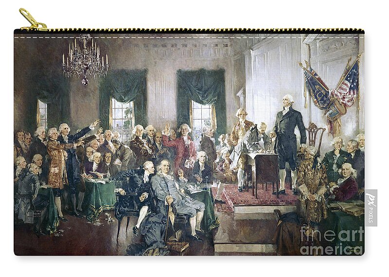 Congress Zip Pouch featuring the painting The Signing of the Constitution of the United States in 1787 by Howard Chandler Christy
