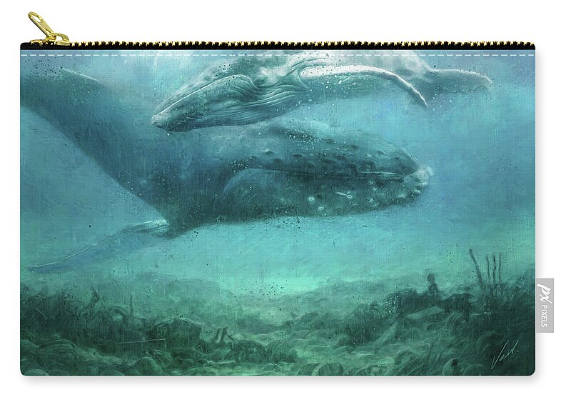 Ocean Carry-all Pouch featuring the painting The silence of the ocean - original artwork by Vart by Vart