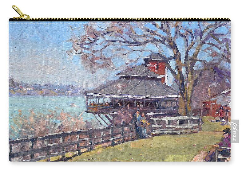 The Silo Carry-all Pouch featuring the painting The Silo Restaurant in Lewiston by Ylli Haruni