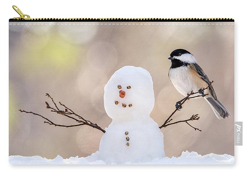 Snow Zip Pouch featuring the photograph The Snowman by Karin Pinkham