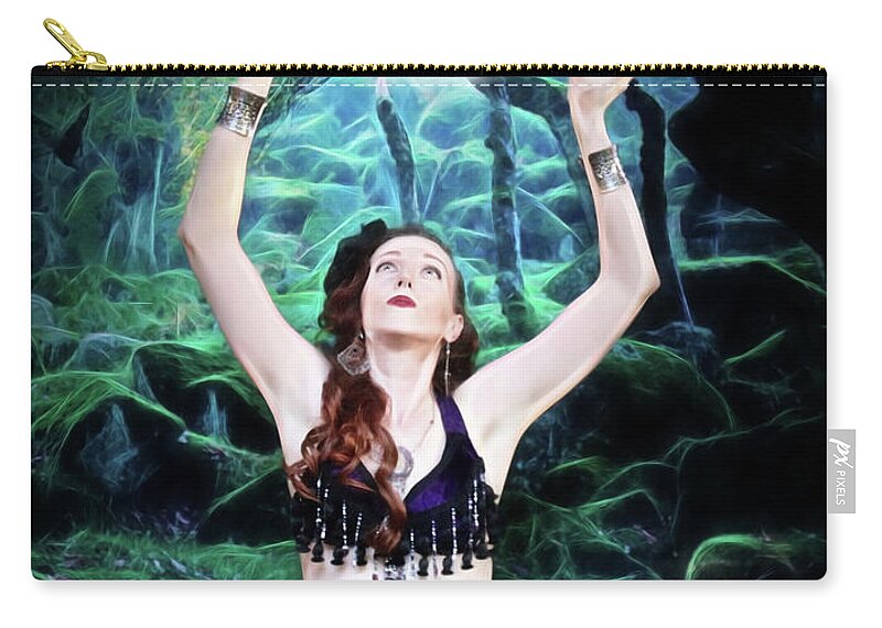 Sorceress Zip Pouch featuring the photograph The sorceress spells and fairy by Jon Volden