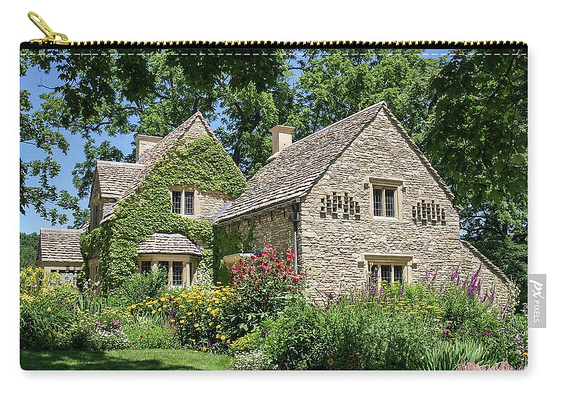 Greenfield Village Zip Pouch featuring the photograph A Cotswold Cottage by Robert Carter