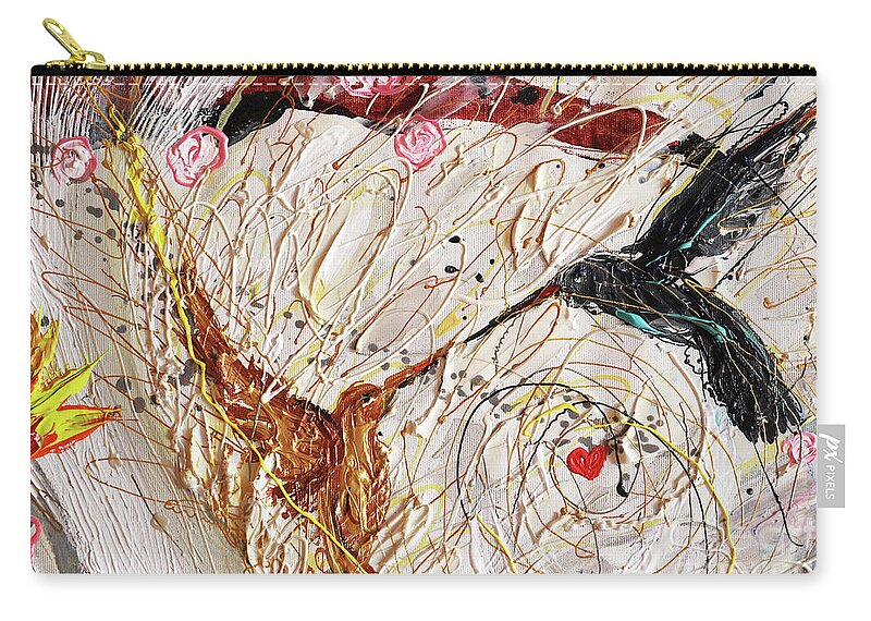 Art Of Israel Zip Pouch featuring the painting The Splash Of Life #31. Fragment 1 by Elena Kotliarker