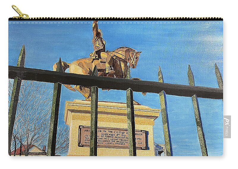 Lafayette Zip Pouch featuring the painting The Statue of Lafayette by William Bowers