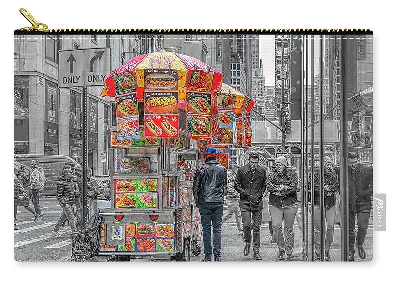 New York City Zip Pouch featuring the photograph The Street Vendor by Penny Polakoff