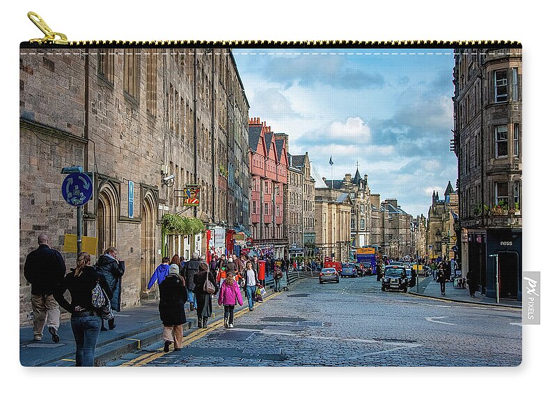 Edinburgh Carry-all Pouch featuring the digital art The Streets of Edinburgh by SnapHappy Photos