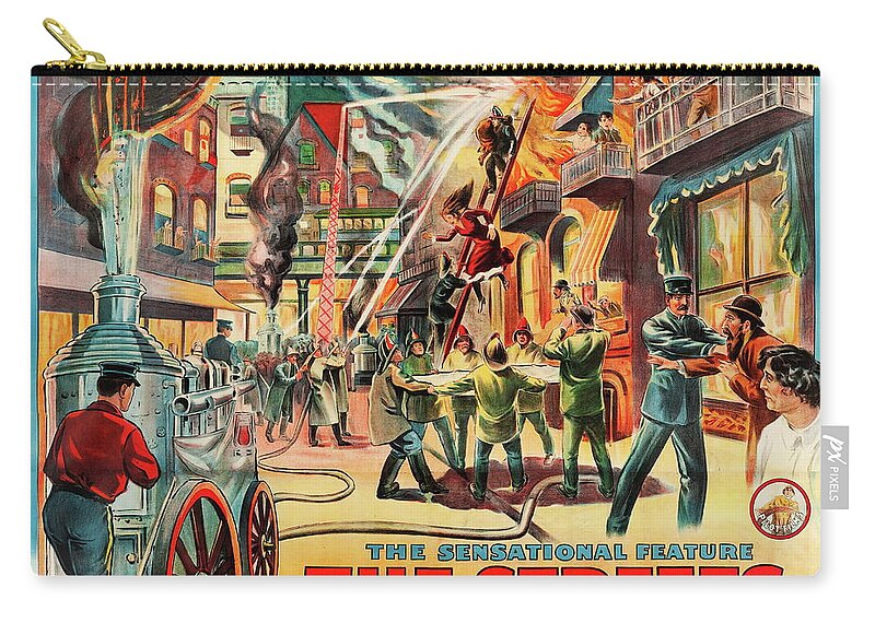 Streets Zip Pouch featuring the mixed media ''The Streets of New York'' - 1922 by Movie World Posters