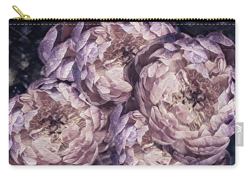Peonies Zip Pouch featuring the photograph The Subtlety of Peonies by Vanessa Thomas