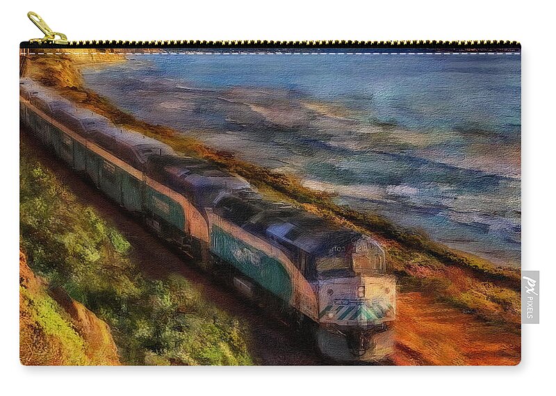 Sunset Zip Pouch featuring the digital art The Sunset on The Del Mar Coaster by Russ Harris