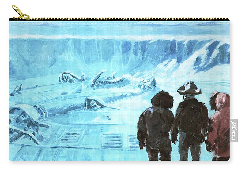 The Thing Zip Pouch featuring the painting The Thing - Discovery by Sv Bell