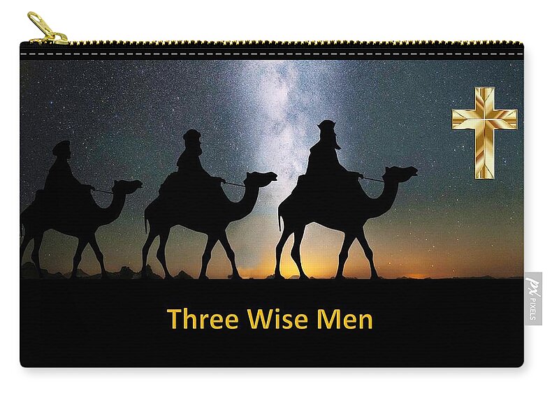 Jesus Zip Pouch featuring the mixed media The Three Wise Men by Nancy Ayanna Wyatt