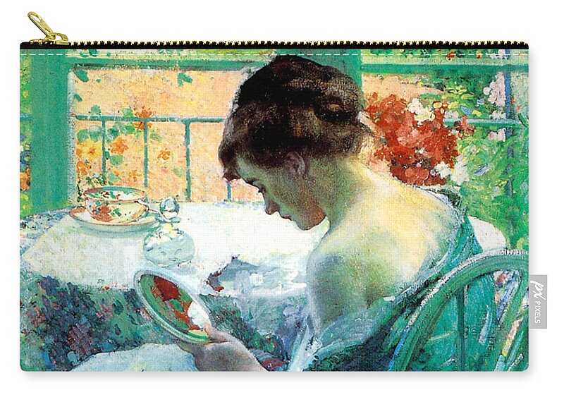 Miller Zip Pouch featuring the painting The Toilette 1914 by Richard Miller