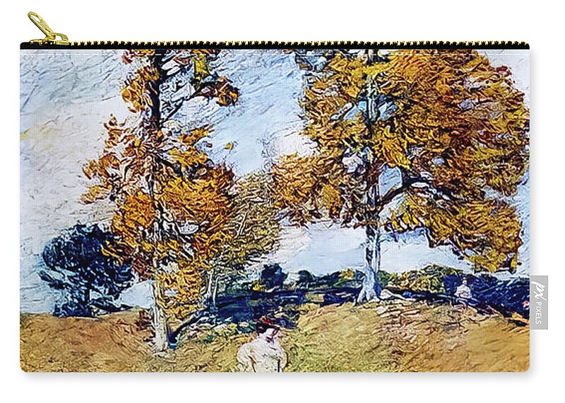 American Zip Pouch featuring the painting The Two Hickory Trees by Childe Hassam 1919 by Childe Hassam