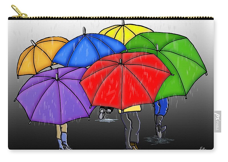 Bedroom Zip Pouch featuring the digital art The Umbrellas by Kelly Mills