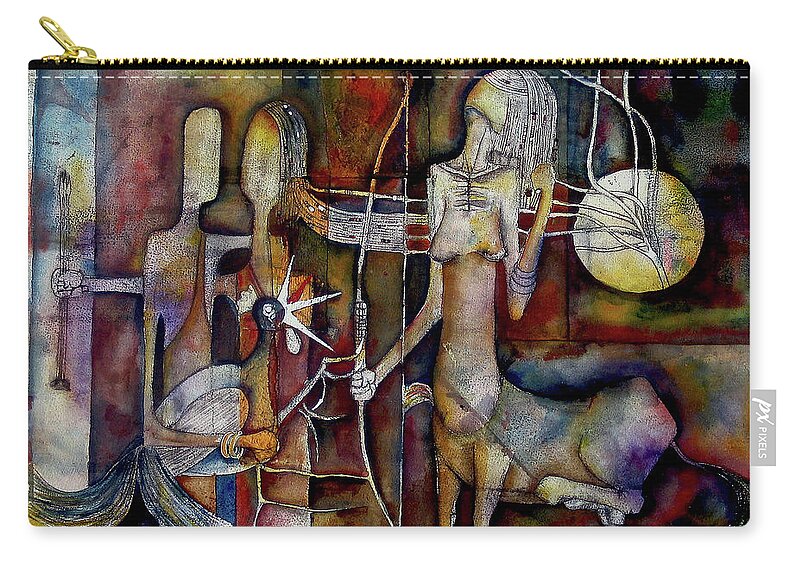 Abstract Carry-all Pouch featuring the painting The Unicorn Man by Speelman Mahlangu 1958-2004