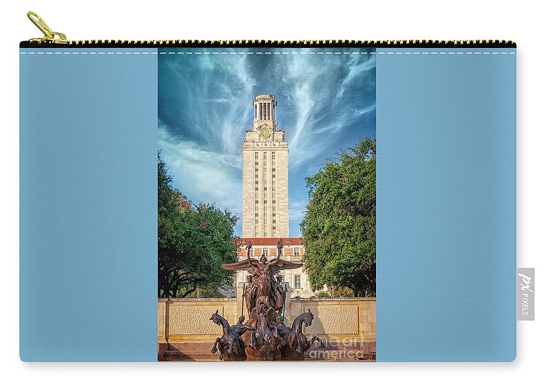 Academics Zip Pouch featuring the photograph The University of Texas Tower by Charles Dobbs