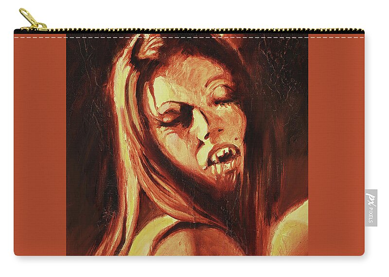 Vampire Zip Pouch featuring the painting The Vampire Lover by Sv Bell