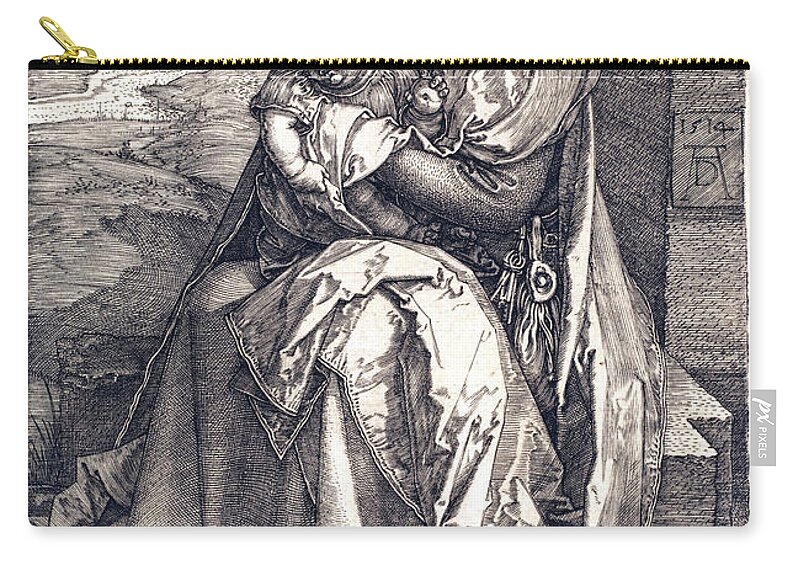 Virgin Zip Pouch featuring the drawing The Virgin and Child by Long Shot