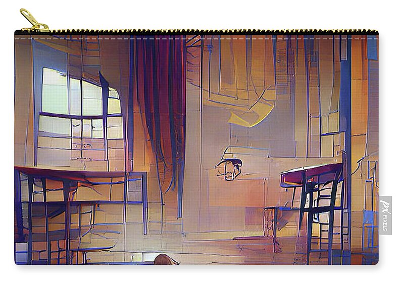  Zip Pouch featuring the digital art The Waiting Room by Rein Nomm