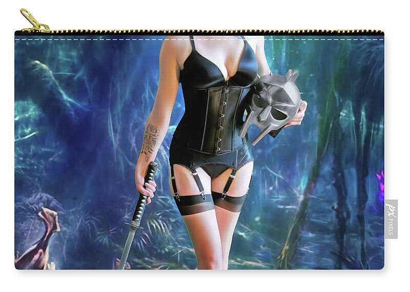Garters Carry-all Pouch featuring the photograph The Warrior Wears Garters by Jon Volden