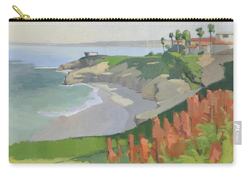 Wedding Zip Pouch featuring the painting The Wedding Bowl, Casa Beach, La Jolla by Paul Strahm