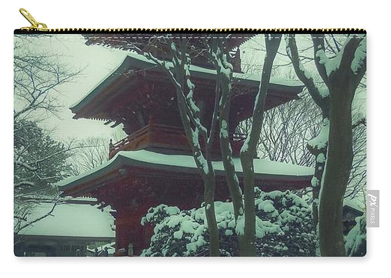 Winter Zip Pouch featuring the photograph The winter Pagoda by Tim Ernst
