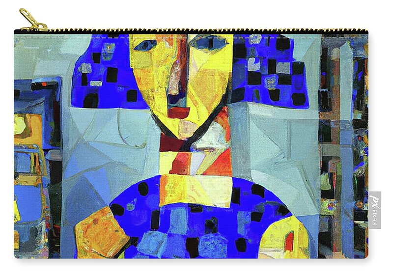 Portrait Painting Zip Pouch featuring the painting The Woes of the Blue Lady by Richard Day