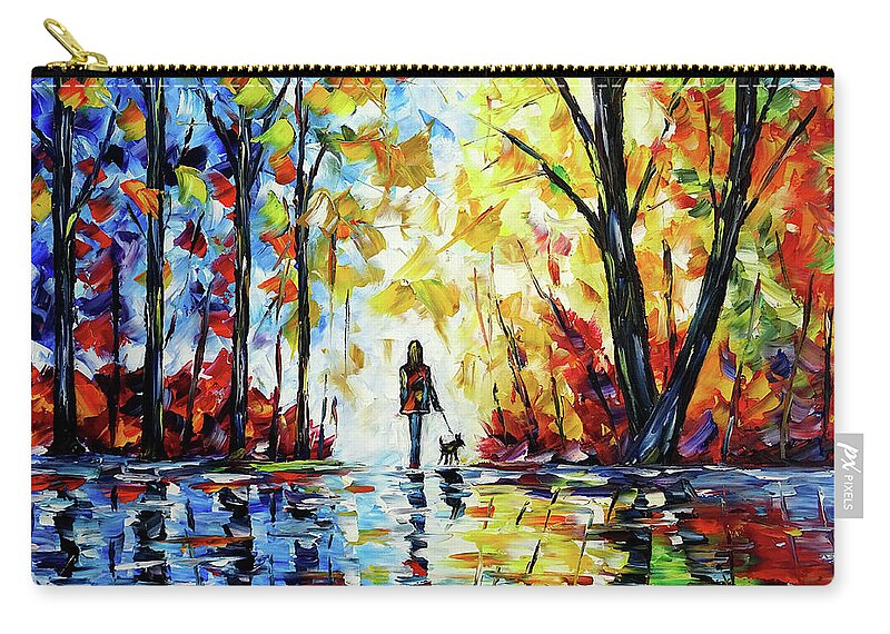 Woman Alone Carry-all Pouch featuring the painting The Woman With The Dog by Mirek Kuzniar