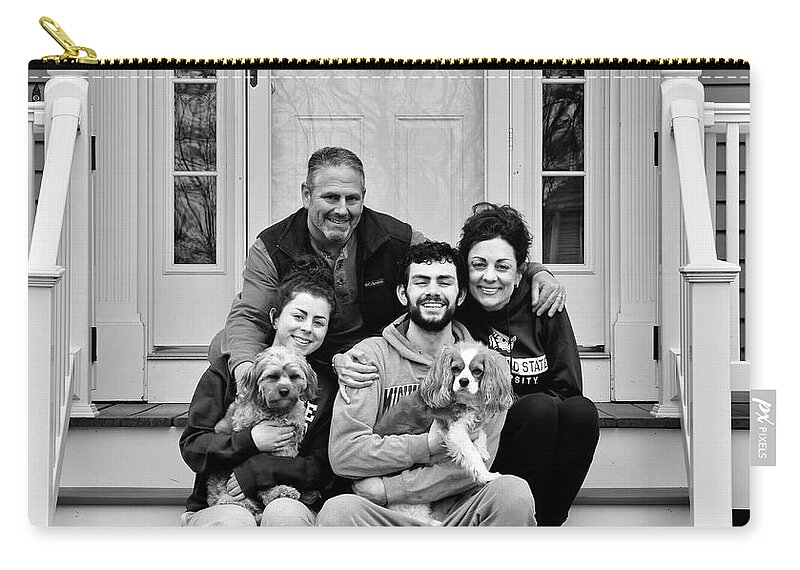 Front Steps Family Photo Zip Pouch featuring the photograph The Wyman Family by Monika Salvan