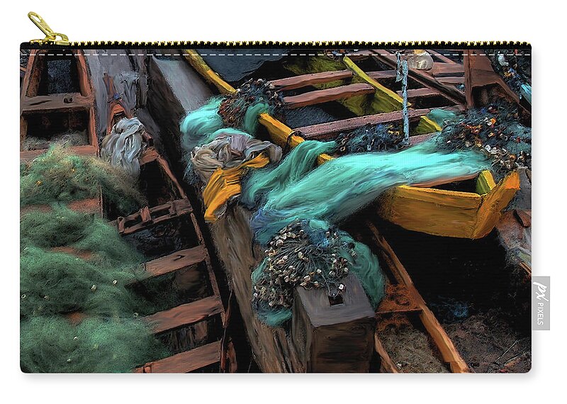 Fishing Zip Pouch featuring the photograph The Yellow Boat by Wayne King
