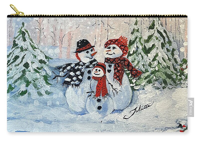 Snowman Carry-all Pouch featuring the painting There's Snow Place Like Home by Juliette Becker