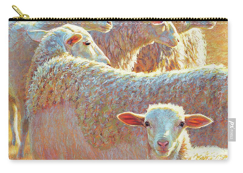 Sheep Zip Pouch featuring the pastel They Don't See What She Sees by Rita Kirkman