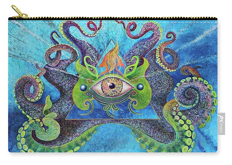 Visionary Zip Pouch featuring the painting Third Eye Octopi by Jackie Ryan