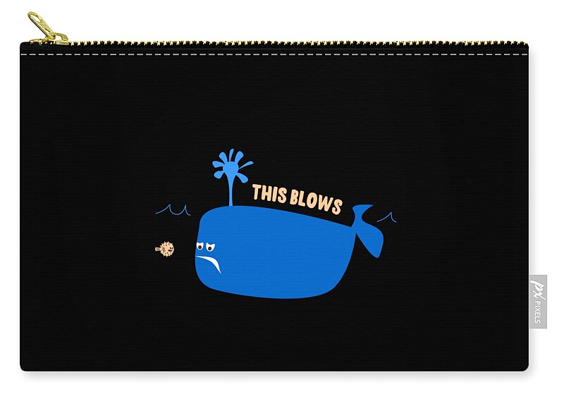 Cool Zip Pouch featuring the digital art This Blows Funny Whale Blowfish by Flippin Sweet Gear