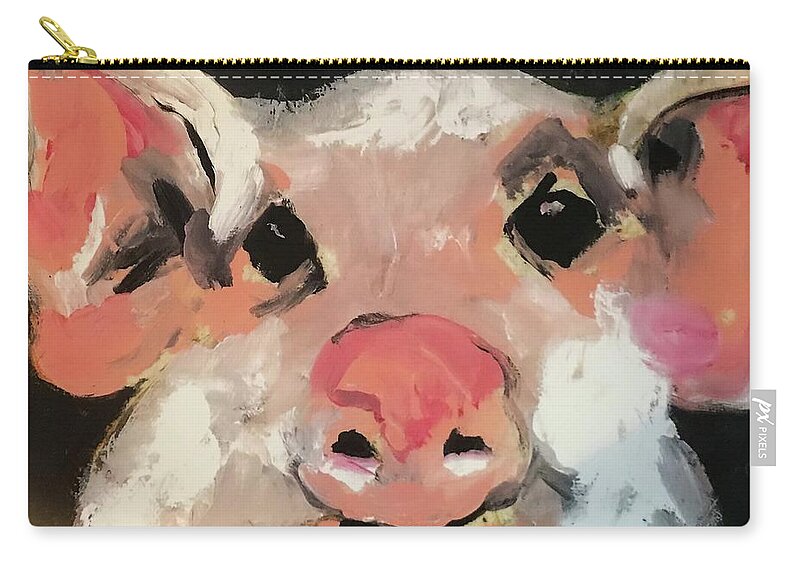 Pig Zip Pouch featuring the painting This Little Piggy by Elaine Elliott