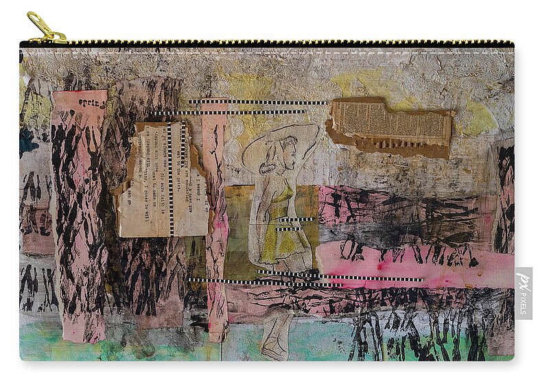 Collage Zip Pouch featuring the mixed media This Sunday Collage by Cathy Anderson