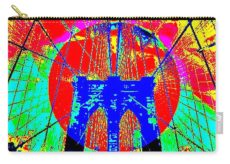 Bridge Zip Pouch featuring the digital art Thomas' Brooklyn Bridge by VIVA by VIVA Anderson