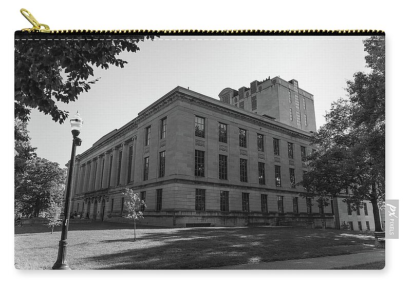 The Oval Zip Pouch featuring the photograph Thompson Library at Ohio State University in black and white by Eldon McGraw