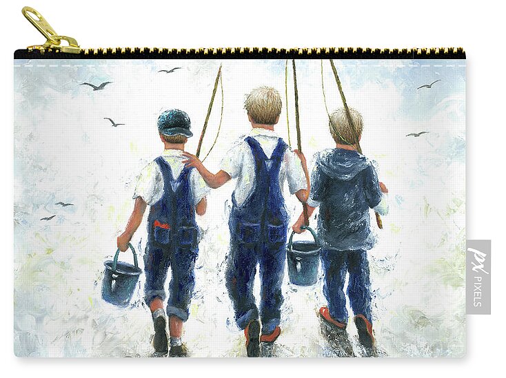 Three Boys Fishing blondes Zip Pouch by Vickie Wade - Small (6 x 4) -  Vickie Wade - Website