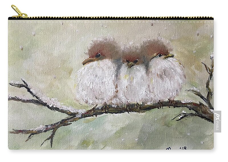 Fairy Wrens Carry-all Pouch featuring the painting Three Fat Fluffballs by Roxy Rich