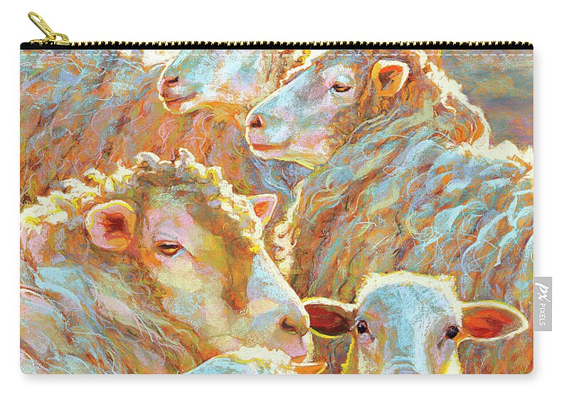 Sheep Zip Pouch featuring the pastel Three... Five... Seven by Rita Kirkman