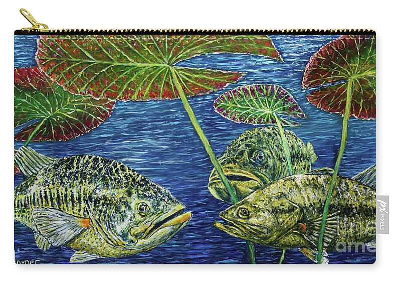 Bass Zip Pouch featuring the painting Three Musketeers by David Joyner