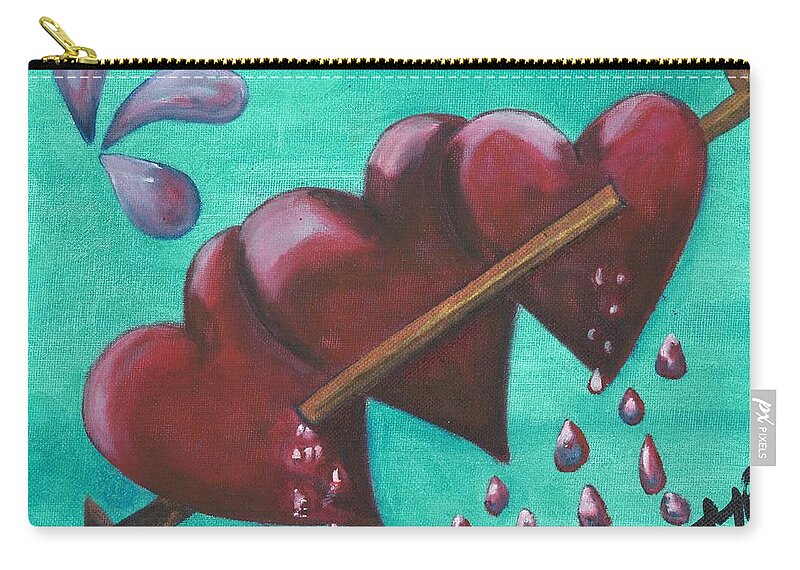 Love Zip Pouch featuring the painting Three Of Hearts by Esoteric Gardens KN