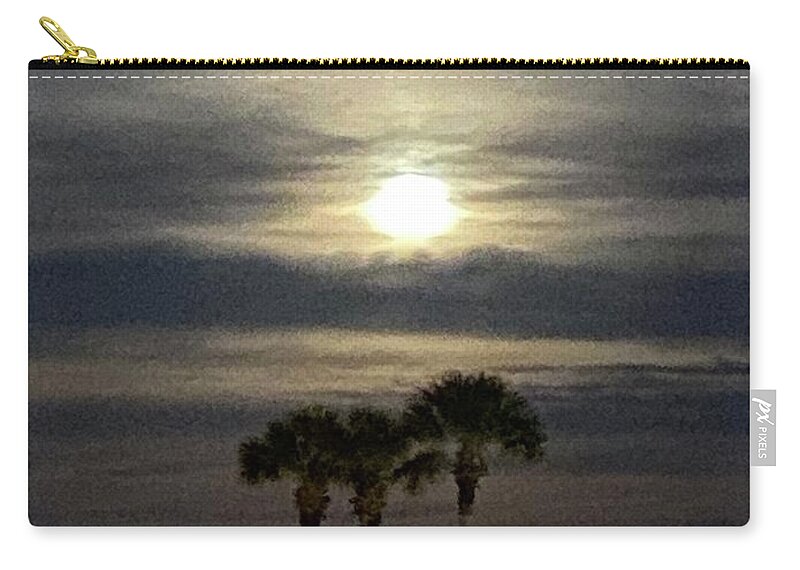 Moon Zip Pouch featuring the photograph Three Palm Moon by Dorsey Northrup