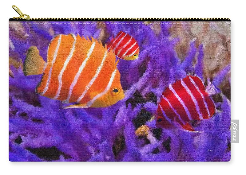 Three Peppermint Angelfish Zip Pouch featuring the digital art Three Peppermint Angelfish by Russ Harris