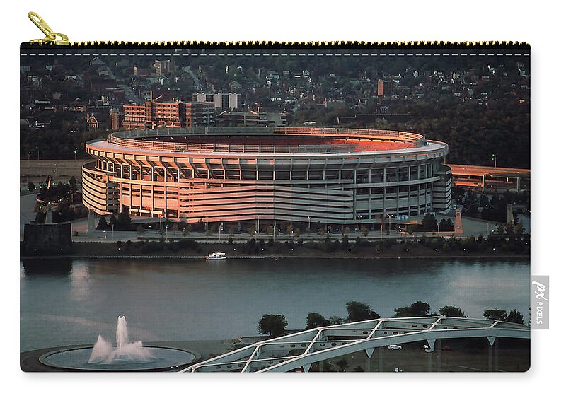 Three Rivers Stadium Zip Pouch featuring the photograph Three Rivers Stadium by ARTtography by David Bruce Kawchak