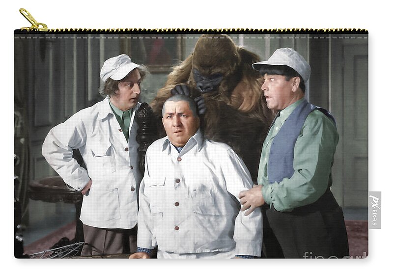 Funny Actors Carry-all Pouch featuring the photograph Three Stooges and the Gorilla by Franchi Torres