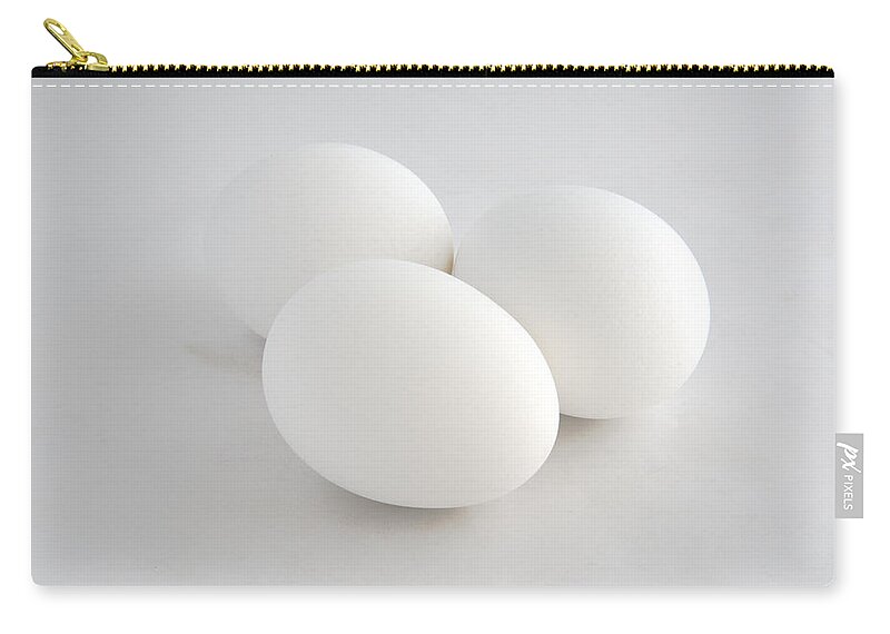 Eggs Zip Pouch featuring the photograph Three White Eggs by Kae Cheatham