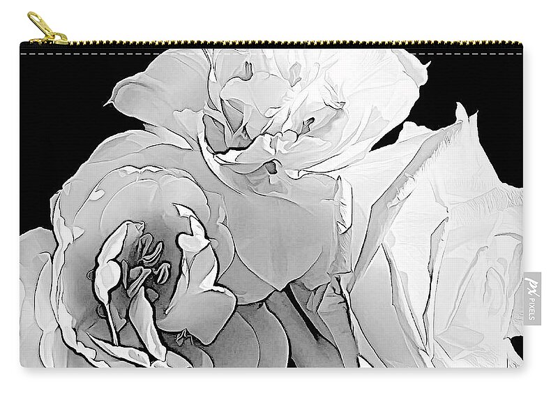 Roses Zip Pouch featuring the photograph Three X The Love - B-w by VIVA Anderson