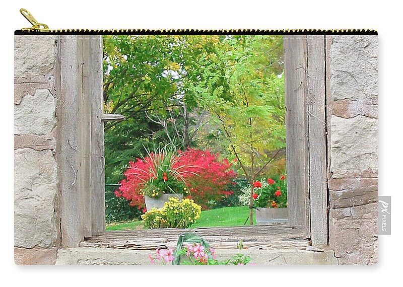 Art Print Zip Pouch featuring the photograph Through the Garden Window - Art print by Kenneth Lane Smith